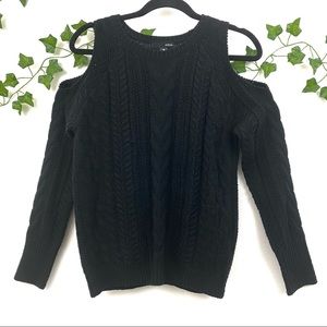 Aqua Cold Shoulder Cable Knit Sweater SZ XS